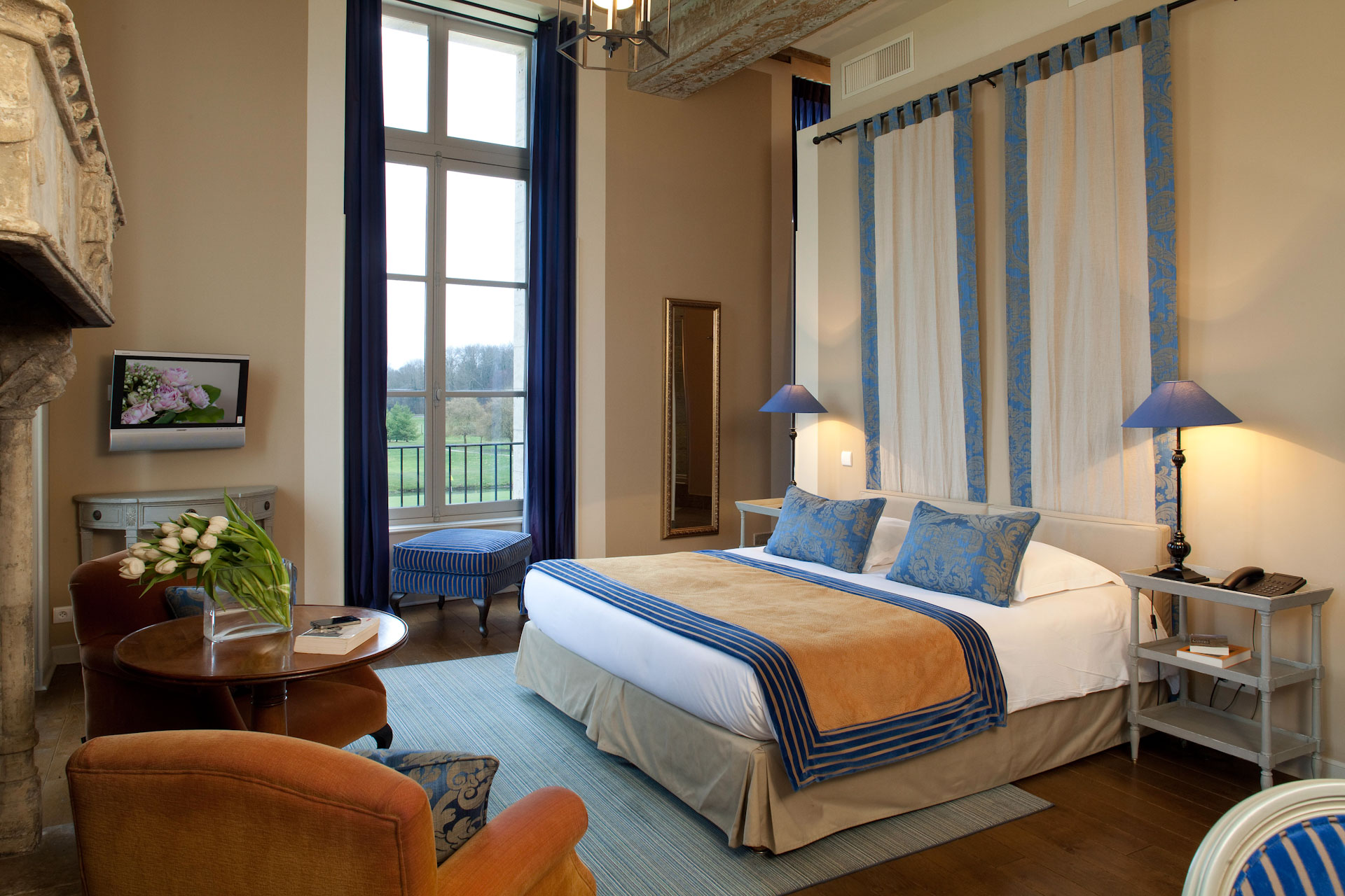 A bedroom at Chateau d'Augerville, near Fontainebleau, France