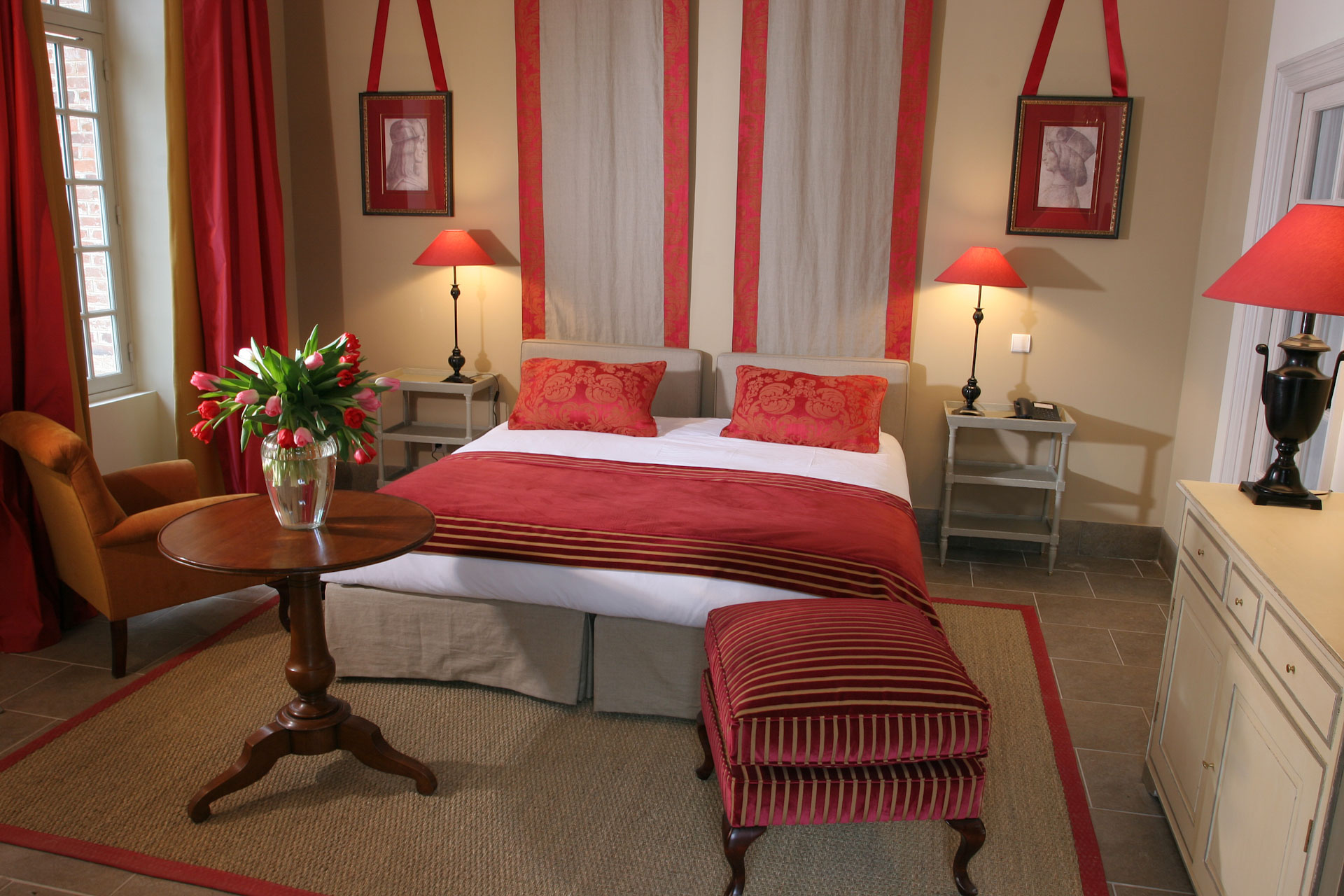 A double bedroom at Chateau d'Augerville, near Fontainebleau, France