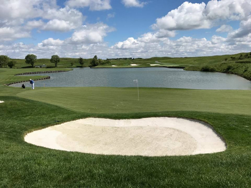 Water hazards at Le Golf National Aigle, near Versailles, France