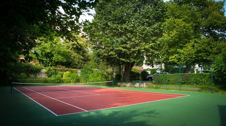 The tennis court at Le Relais d'Aumale, Chantilly, near Paris, France