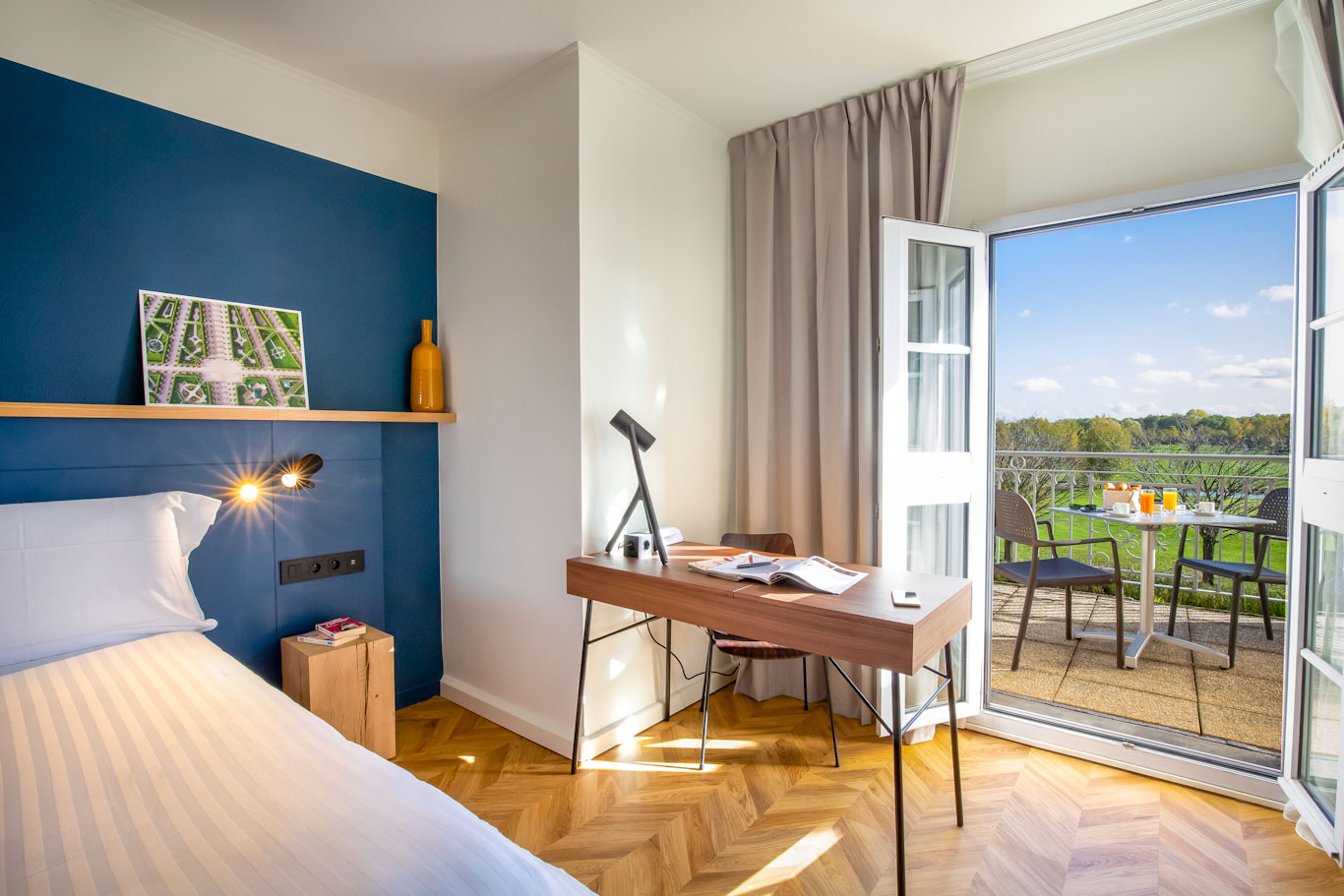 A bedroom at the Mercure Hotel, Chantilly, Paris, France