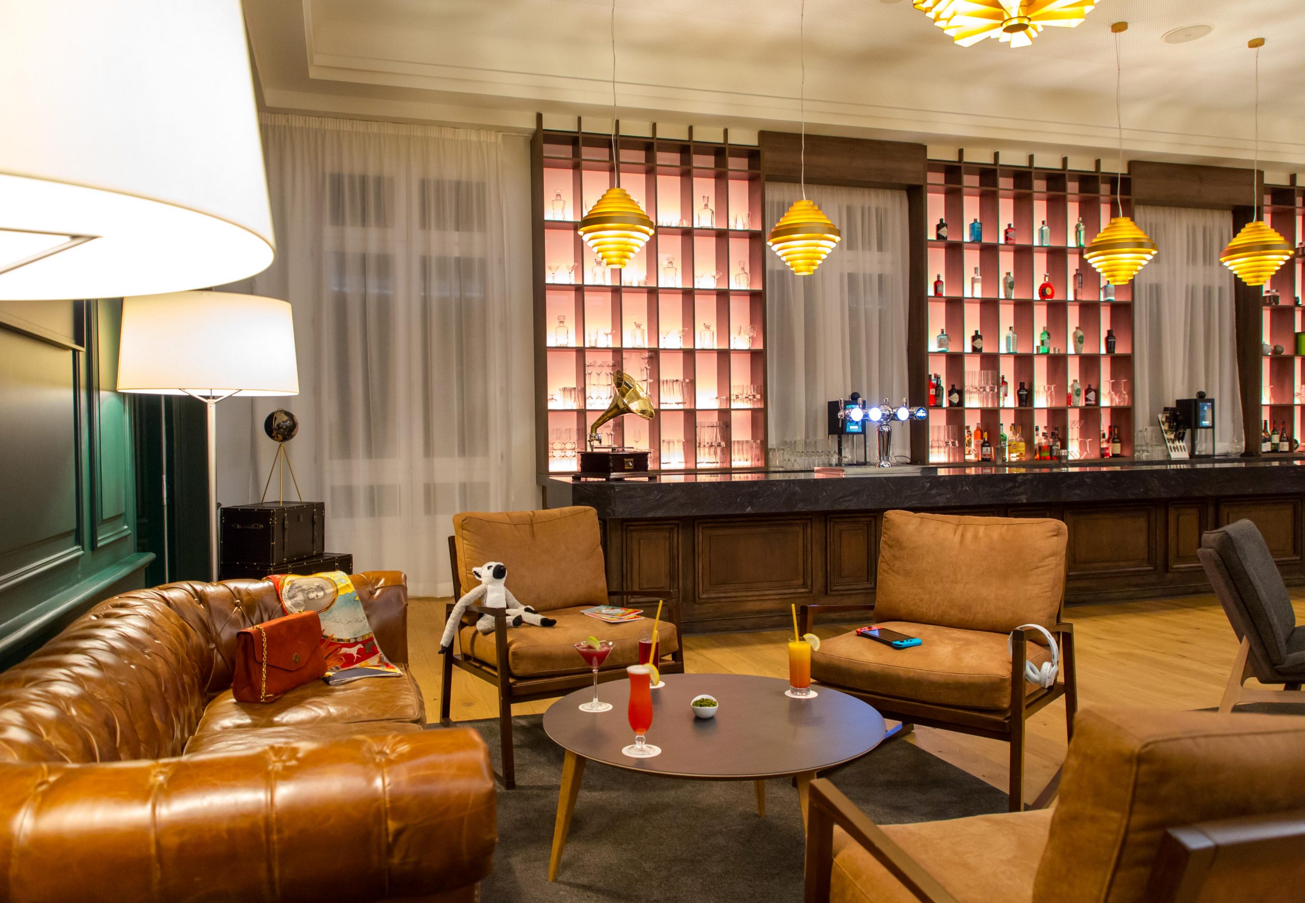 Enjoy a drink in the bar at Mercure Hotel, Chantilly, Paris, France