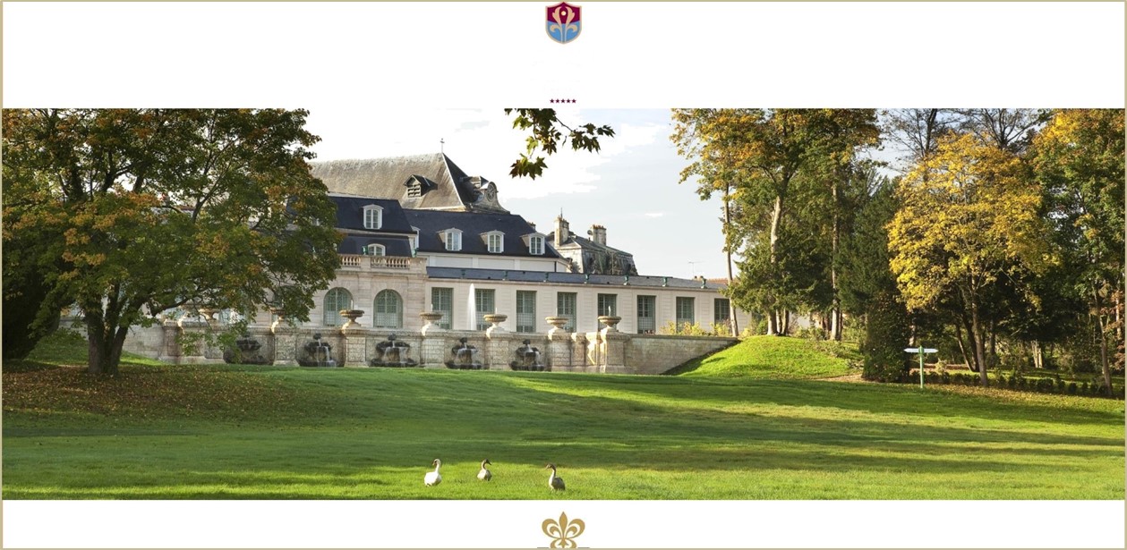 The gardens at Auberge du Jeu de Paume, Chantilly, France