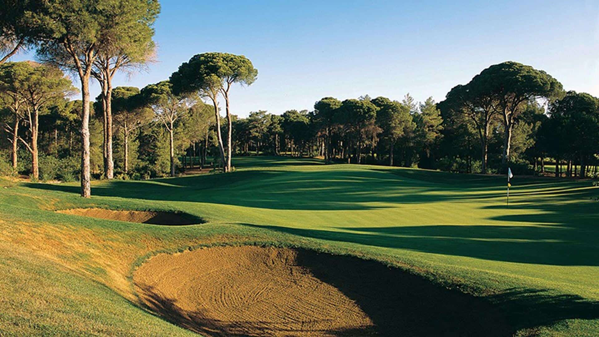 On the green at Cornelia Faldo golf course, Belek, Turkey