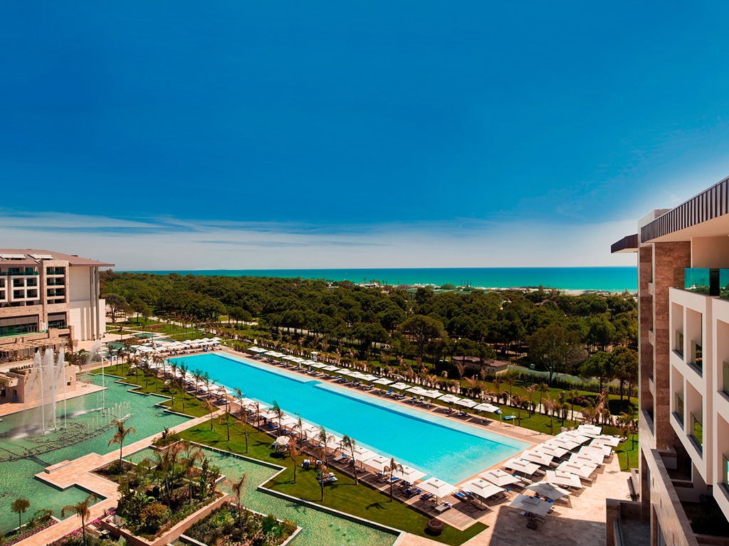 Magnificent pool at Regnum Carya Golf and Spa Resort, Belek, Turkey. Golf Planet Holidays