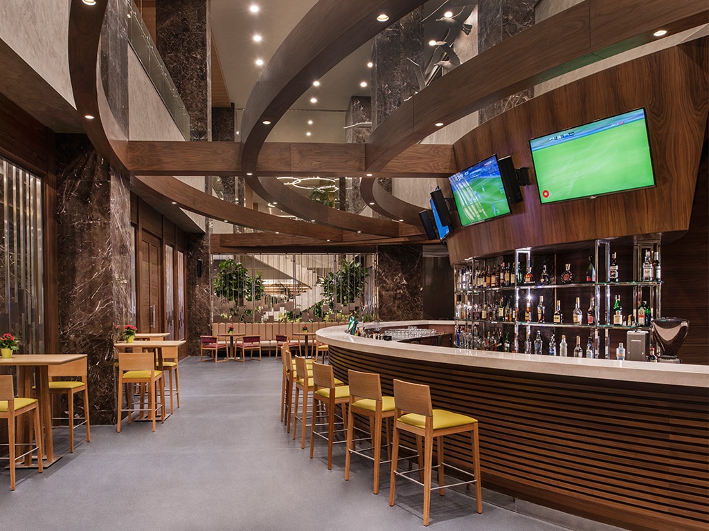 In a bar at Regnum Carya Golf and Spa Resort, Belek, Turkey. Golf Planet Holidays