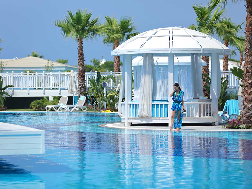 The outdoor pool at the Sueno Hotel Deluxe, Belek, Turkey
