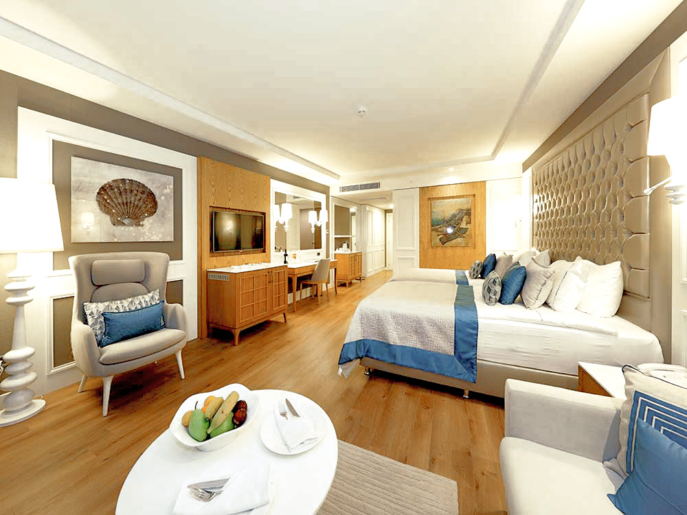 A large bedroom at the Sueno Hotel Deluxe, Belek, Turkey