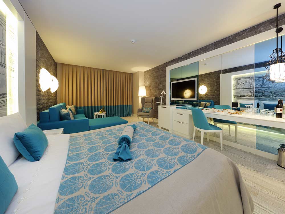 An Infinity bedroom at the Sueno Hotel Deluxe, Belek, Turkey