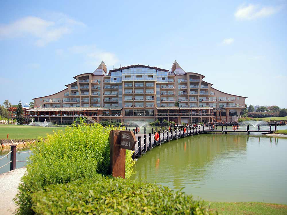 Off to the first hole on Sueno Dunes golf course, Belek, Turkey