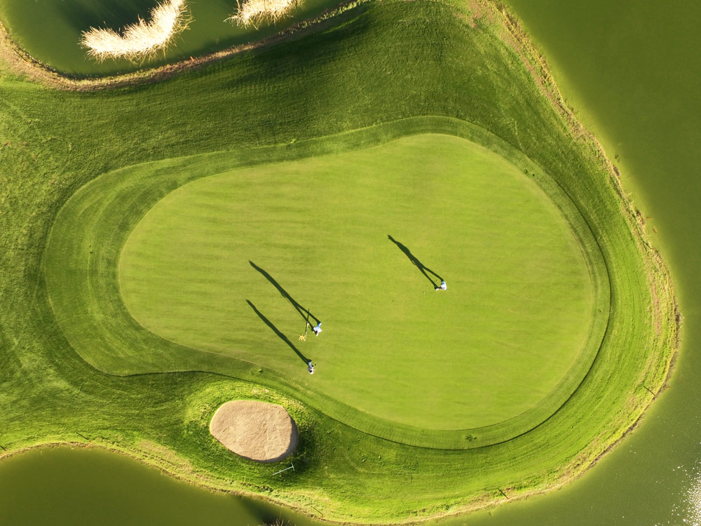 Aerial view over Sueno Dunes Golf course, Belek, Turkey