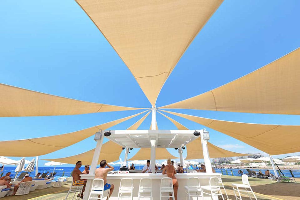 Beach drinks at Sueno Golf Hotel, Belek, Turkey