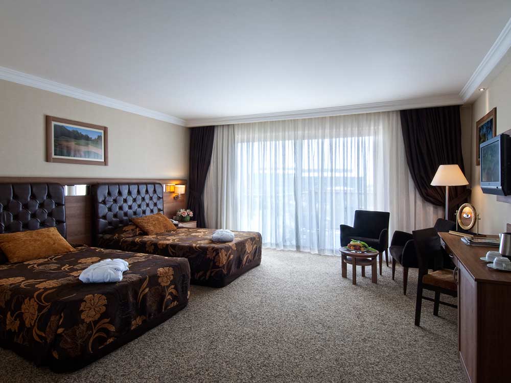 A twin bedroom at Sueno Golf Hotel, Belek, Turkey