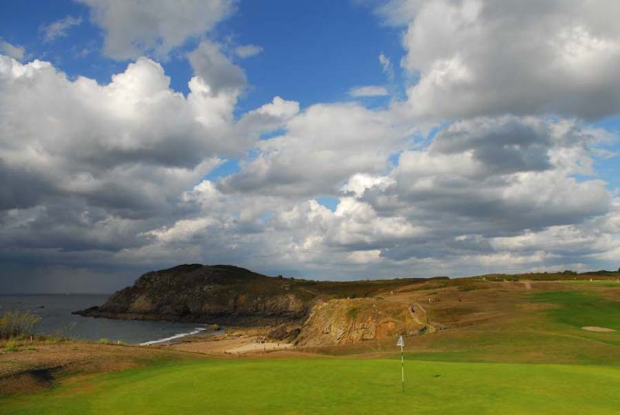 The sixth green at Dinard Golf Club, Brittany, France