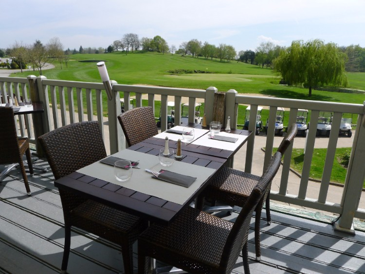 On the terrrace at Golf Hotel Saint Malo, Le Tronchet, Brittany, France