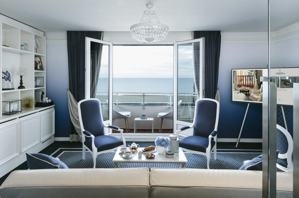 Seaview bedroom at Hotel Barriere lâ€™Hermitage, La Baule, Brittany, France