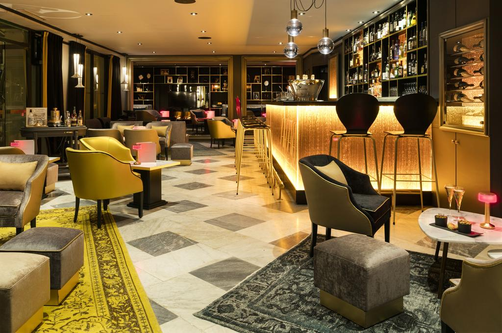 The glamorous bar at Hotel Barriere lâ€™Hermitage , La Baule, Brittany, France