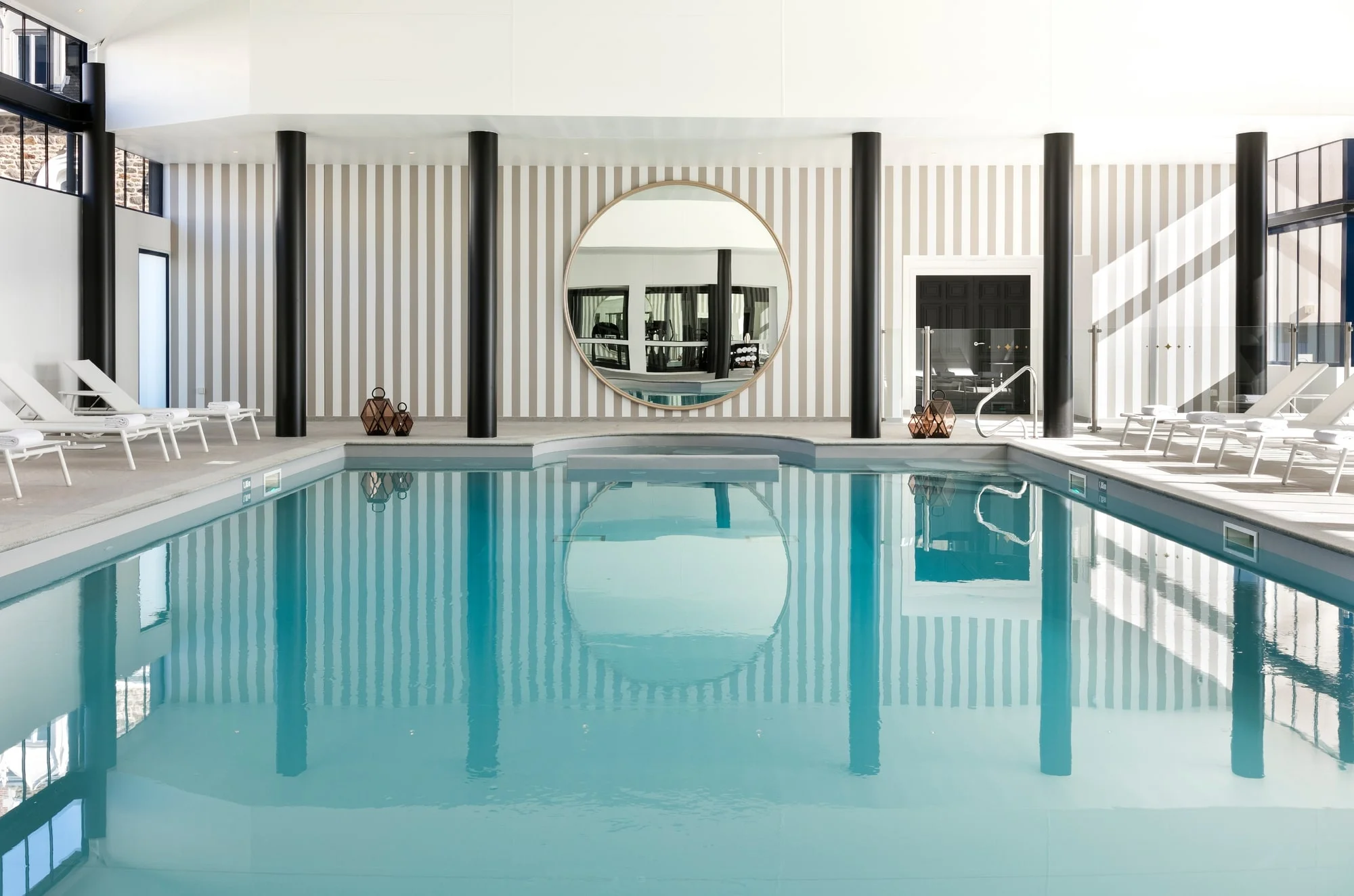 The indoor pool at Hotel Barriere Le Grand Hotel, Dinard, Northern Brittany, France. Golf Planet Holidays.