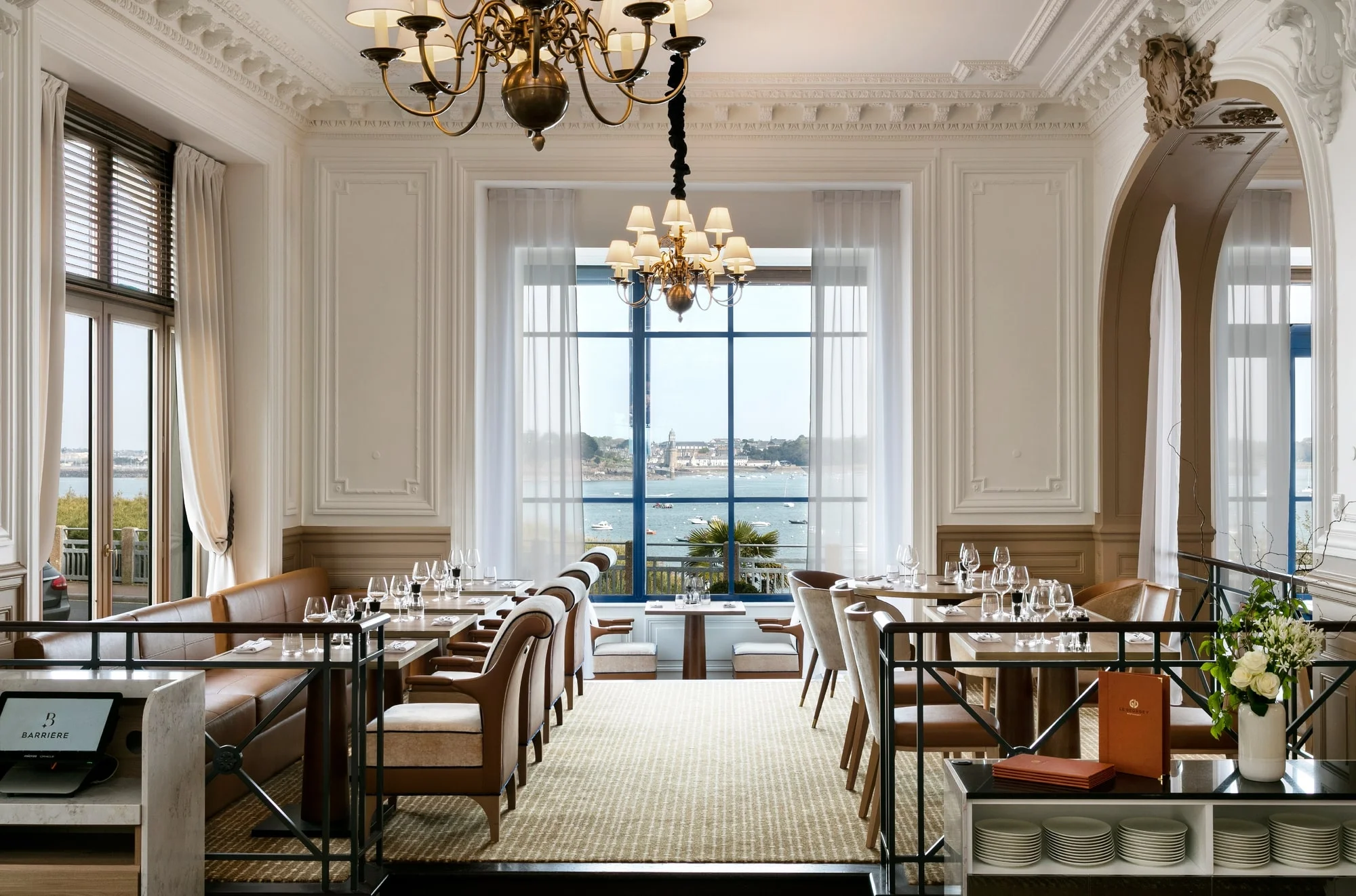 Dining at Hotel Barriere Le Grand Hotel, Dinard, Northern Brittany, France. Golf Planet Holidays.