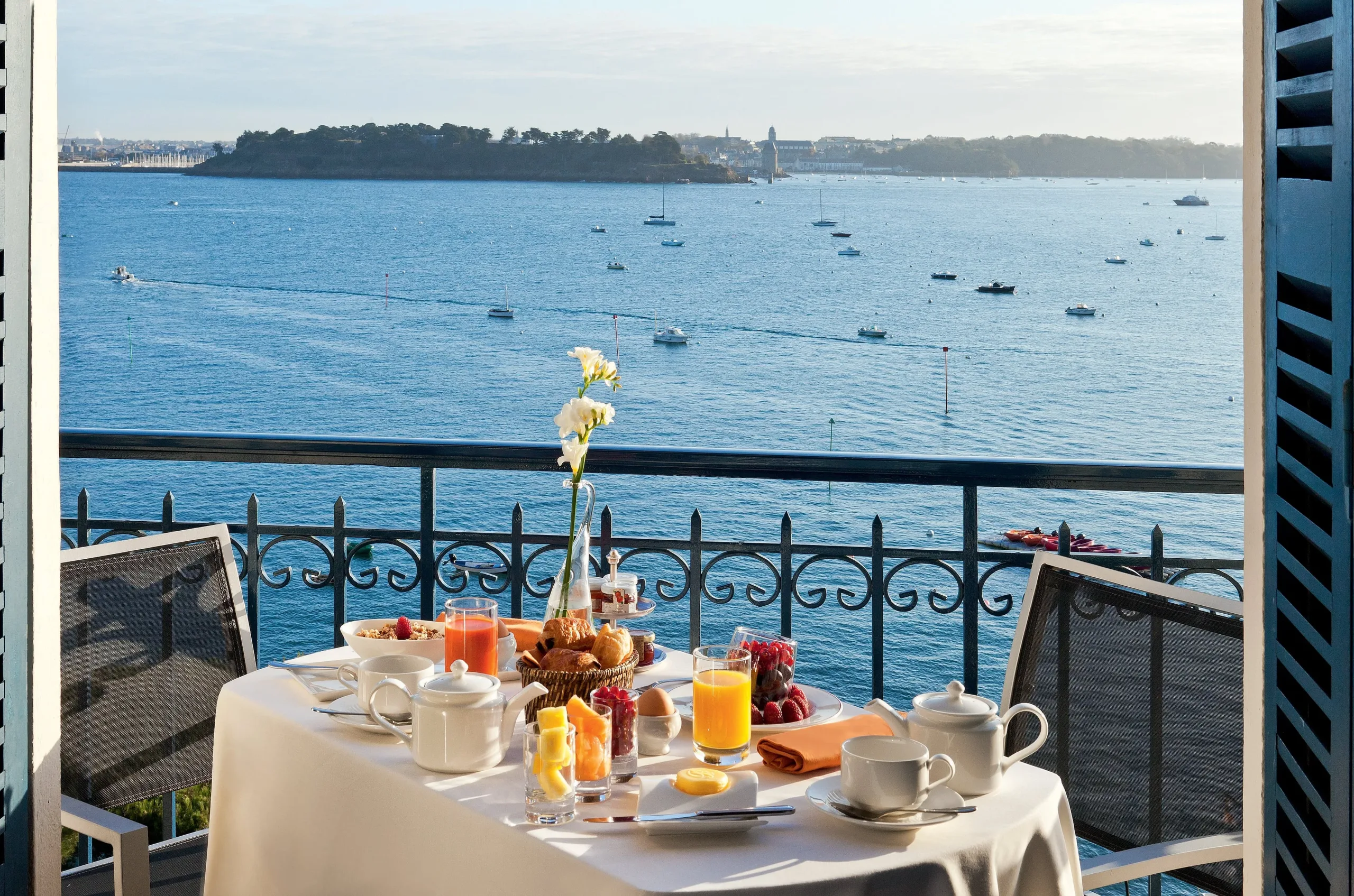 Overlooking St Malo from Hotel Barriere Le Grand Hotel, Dinard, Northern Brittany, France. Golf Planet Holidays.