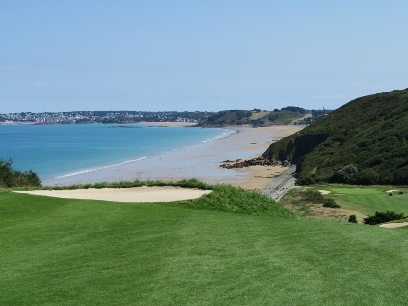 The beach at Pleneuf Val Andre Golf Club, Brittany, France. Golf Planet Holidays