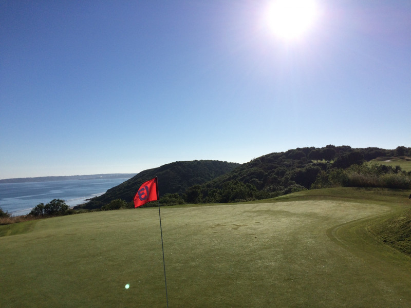 The thirteenth green at Pleneuf Val Andre Golf Club, Brittany, France. Golf Planet Holidays