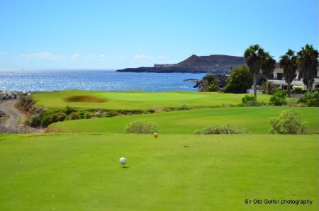 On the tee at Amarilla Golf Course, Tenerife