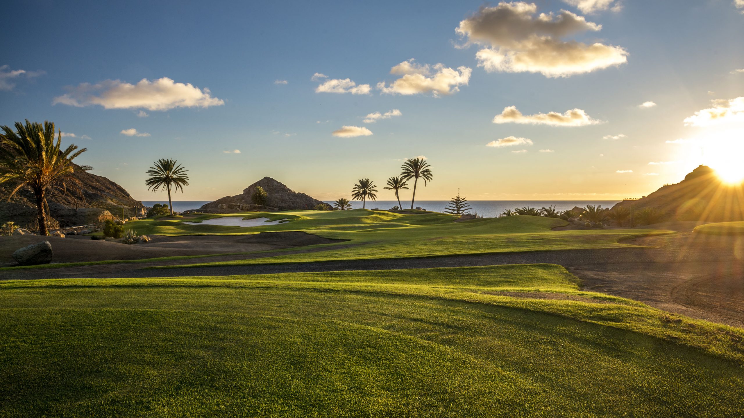 Sunset over the ocean at Anfi Tauro Golf Course, Gran Canaria, Canary Islands