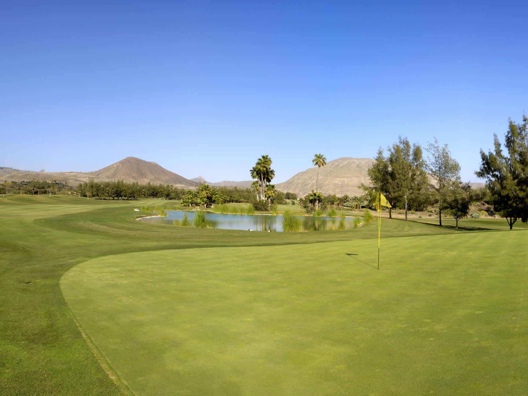 Tricky par three at Las Americas golf course, Tenerife