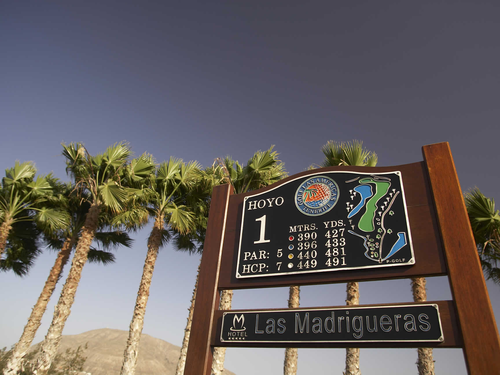 On the first tee at Las Americas Golf Course, Tenerife