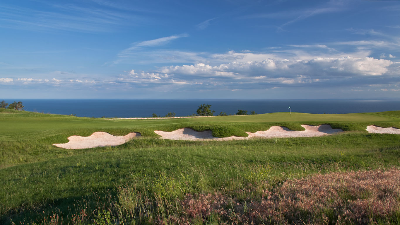 The ninth green at BlackSeaRama golf course, Cape Kaliakra, Bulgaria