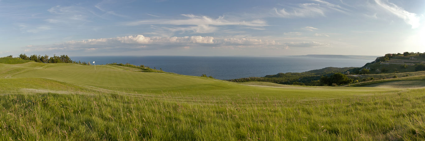 The 18th green at BlackSeaRama golf course, Cape Kaliakra, Bulgaria