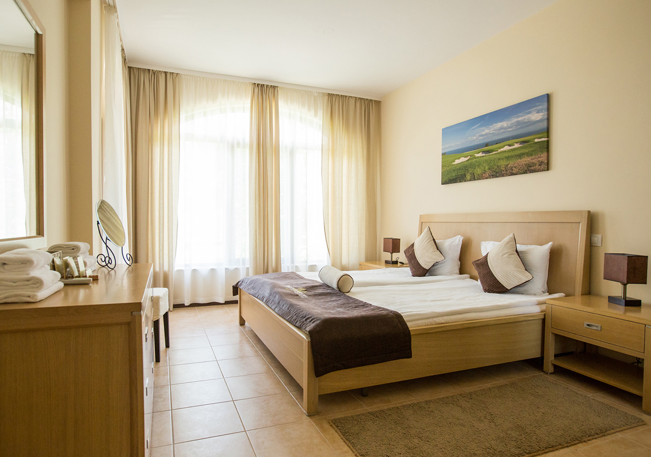 Spacious double Bell Tower bedroom at BlackSeaRama Golf Resort, Cape Kaliakra, Bulgaria