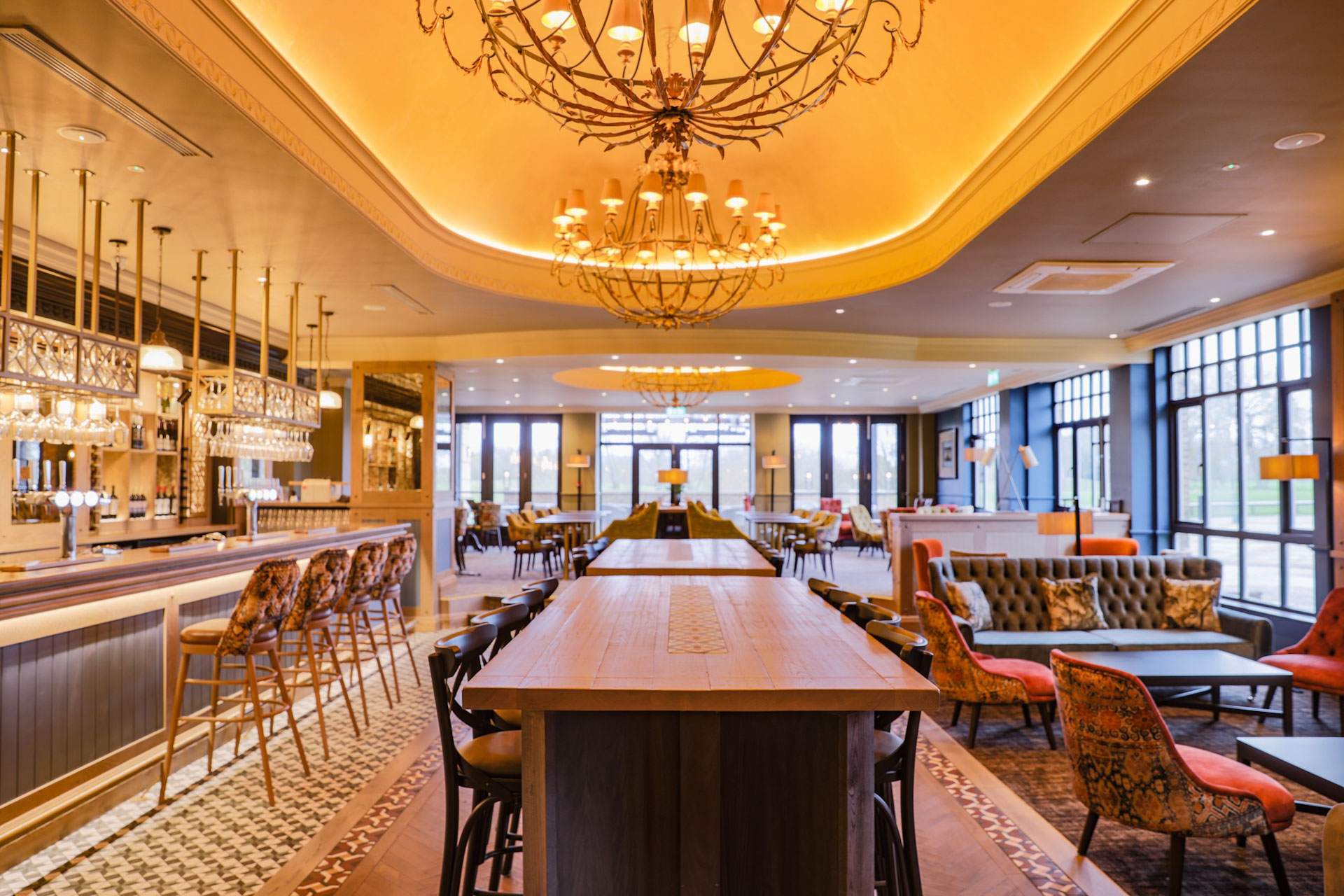 The bar and restaurant at Belton Woods Hotel and Golf Resort, Lincolnshire, England