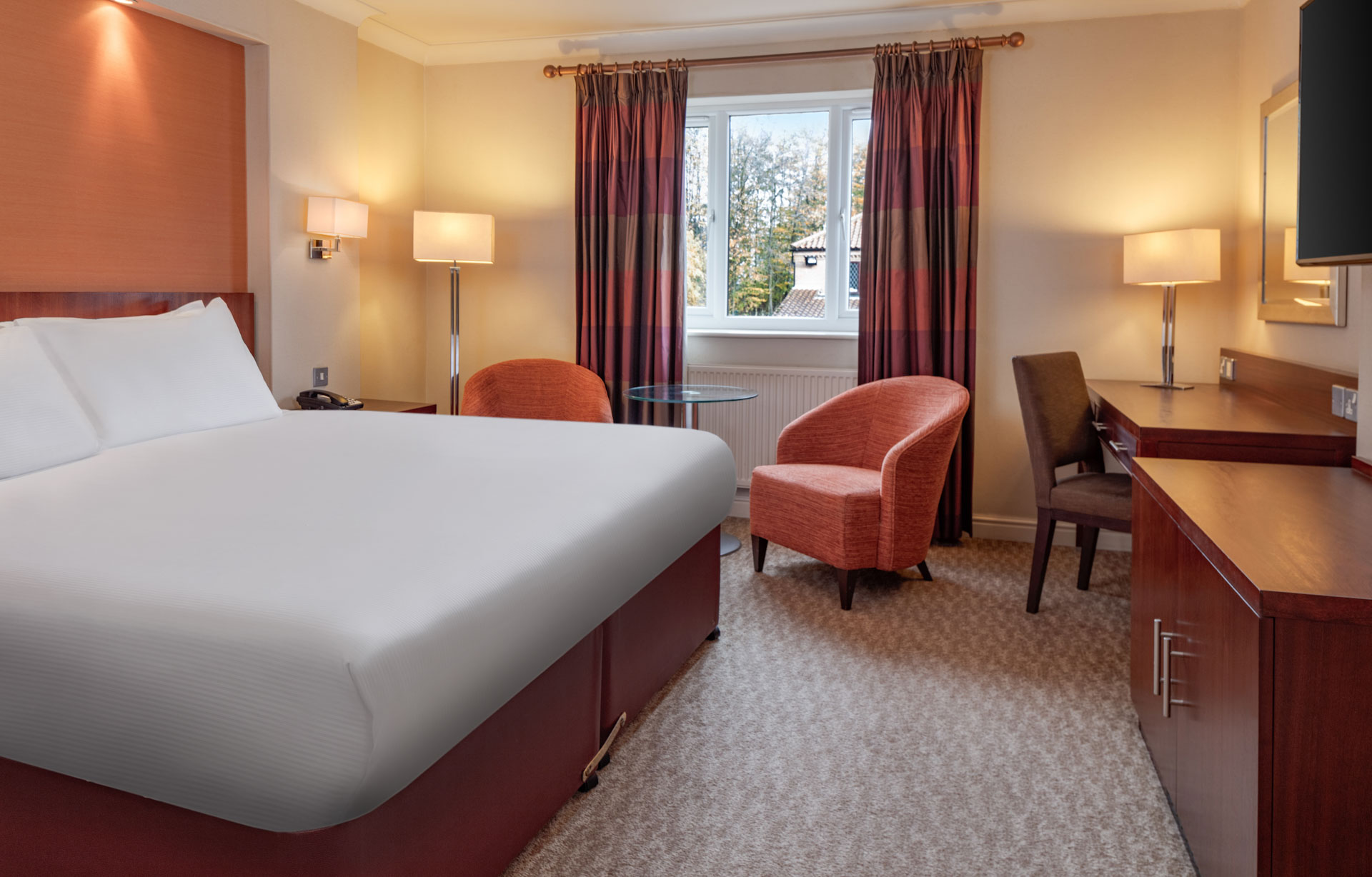 A double bedroom at Forest Pines Spa and Golf Resort, Lincolnshire, England