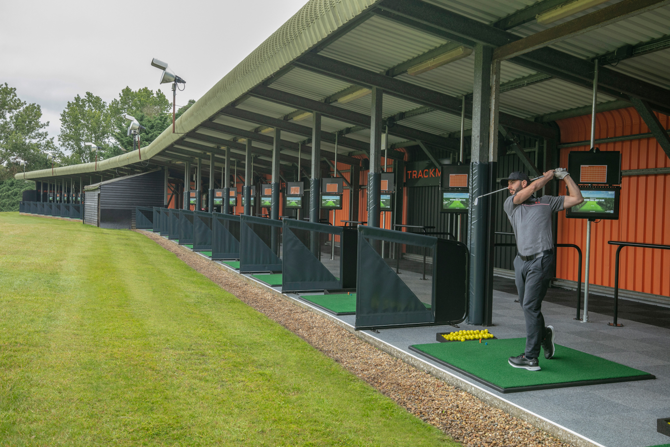 The Trackman practice range at Dunston Hall Hotel Spa and Golf Resort, Norwich, England. Golf Planet Holidays.