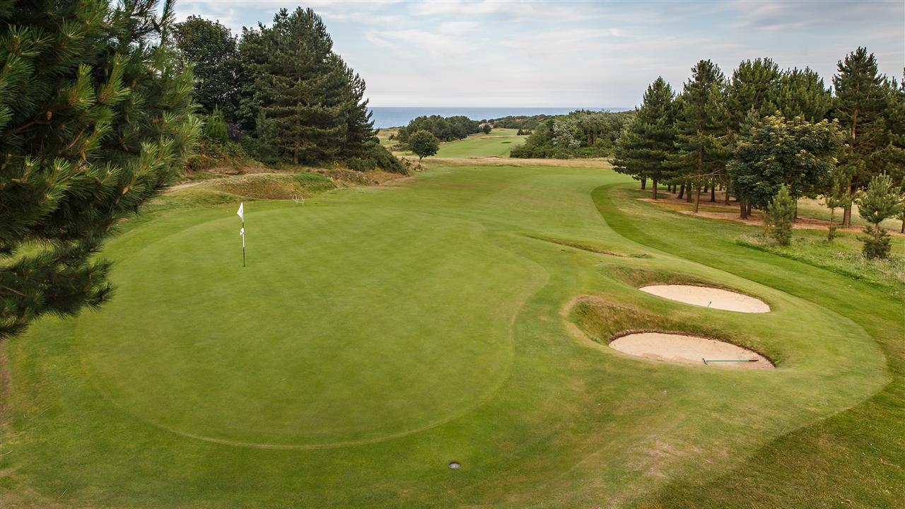 Looking back down the fairway at Royal Cromer Golf Club, Norfolk, England