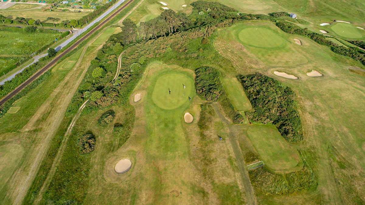 Bird's eye view over Sheringham Golf Club, Norfolk, England