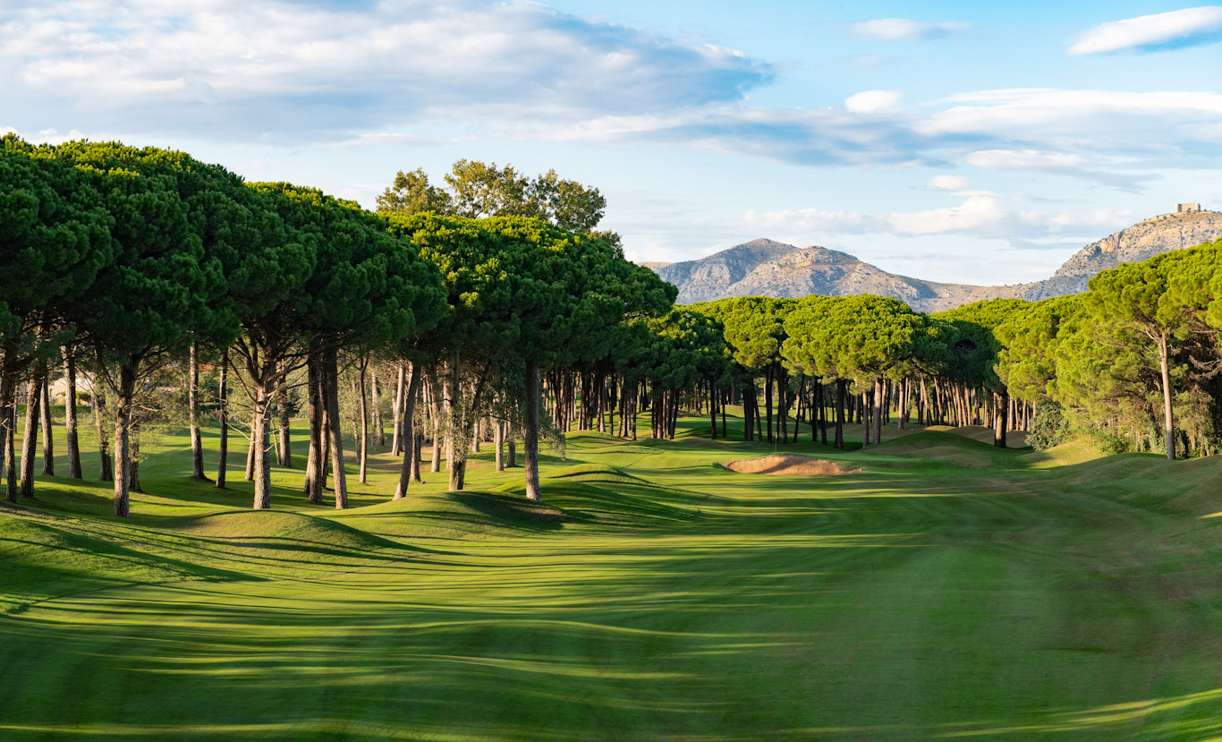 Trees line the fairways at Emporda Links and Forest Golf Club, Girona, Costa Brava, Spain