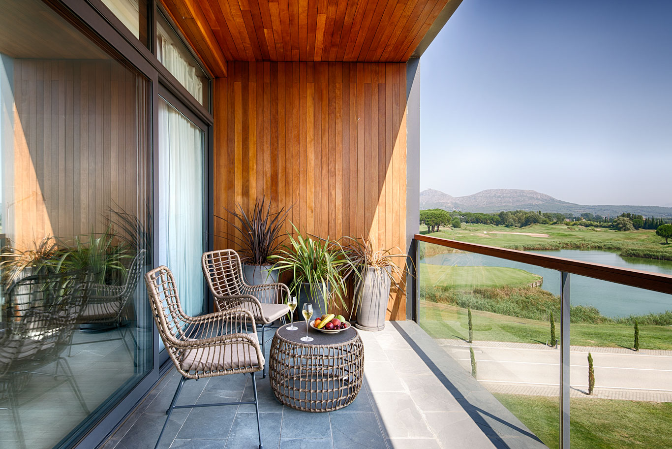 A bedroom balcony at Hotel Terraverda at Emporda Golf, Girona, Costa Brava, Spain