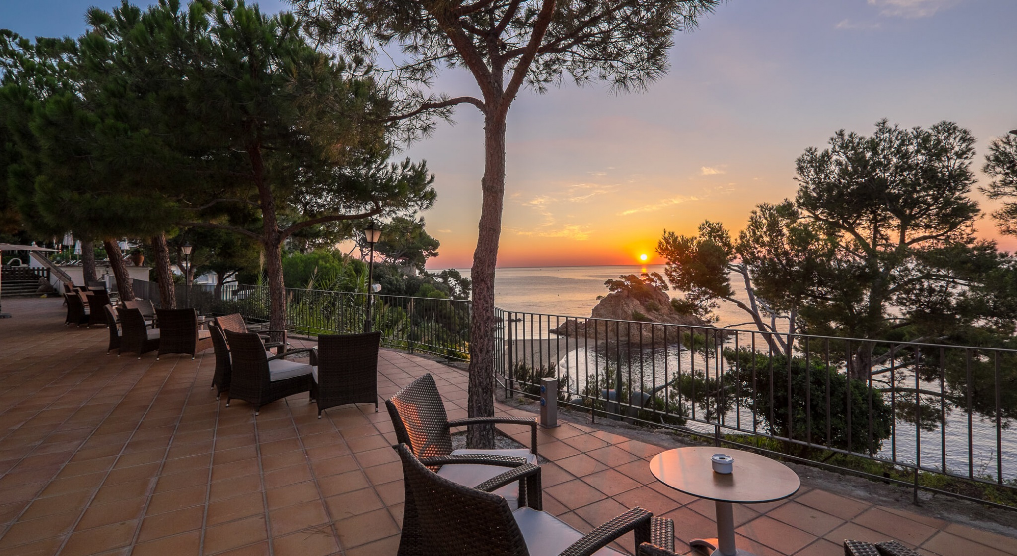 Sunset on the terrace at Park San Jorge Hotel, Platja d'Aro, Spain. Golf Planet Holidays