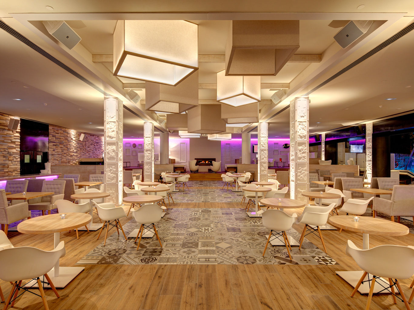 Modern attractive bar at Amare Beach Hotel Marbella, Costa del Sol, Spain