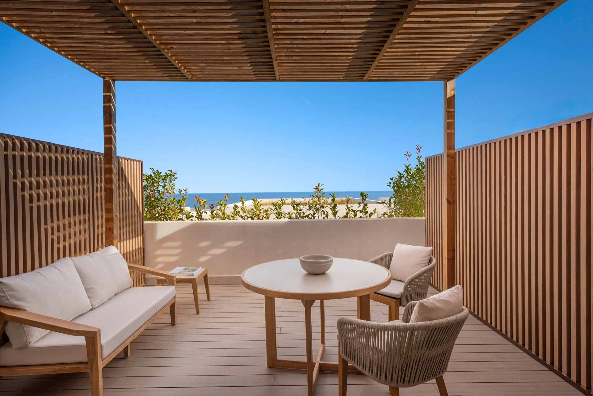 On your terrace at Fairmont La Hacienda at La Alcaidesa, Costa del Sol, Spain. Golf Planet Holidays.