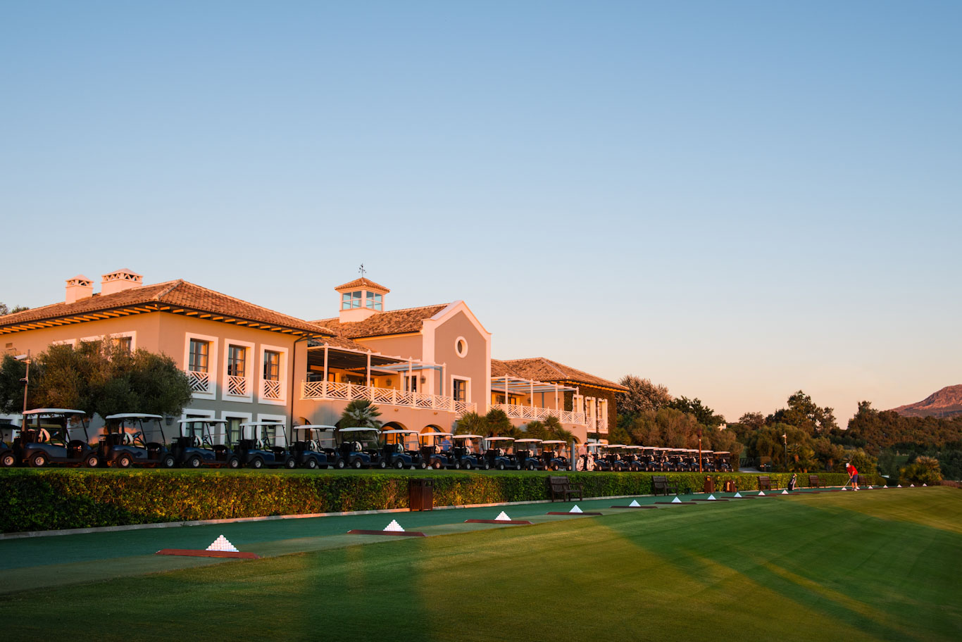 The driving range at Finca Cortesin golf course, Costa del Sol
