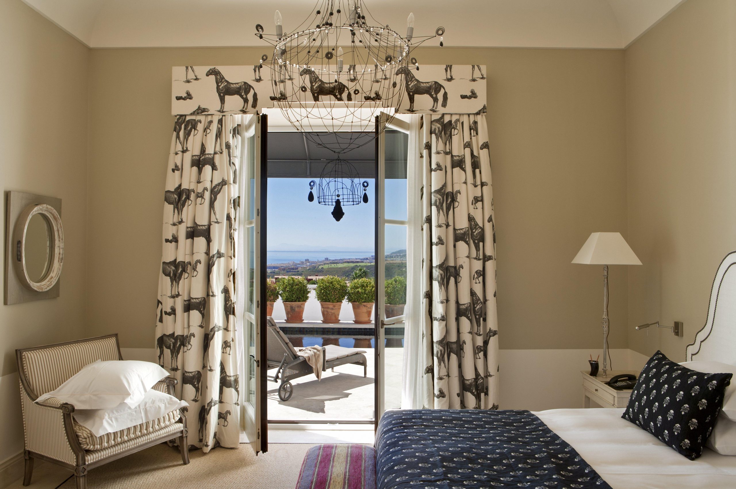 A pool suite bedroom at Finca Cortesin, Costa del Sol, Spain