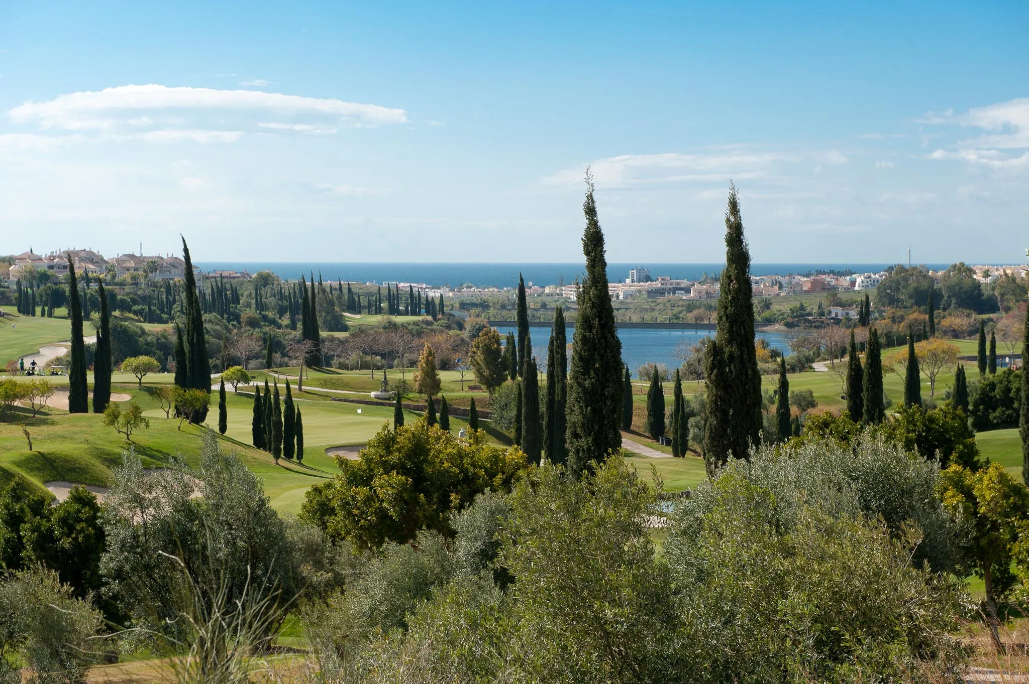 On the tee at Flamingos Golf Course at Anantara Villa Padierna Palace Resort, Benahavis, Costa del Sol, Spain. Golf Planet Holidays
