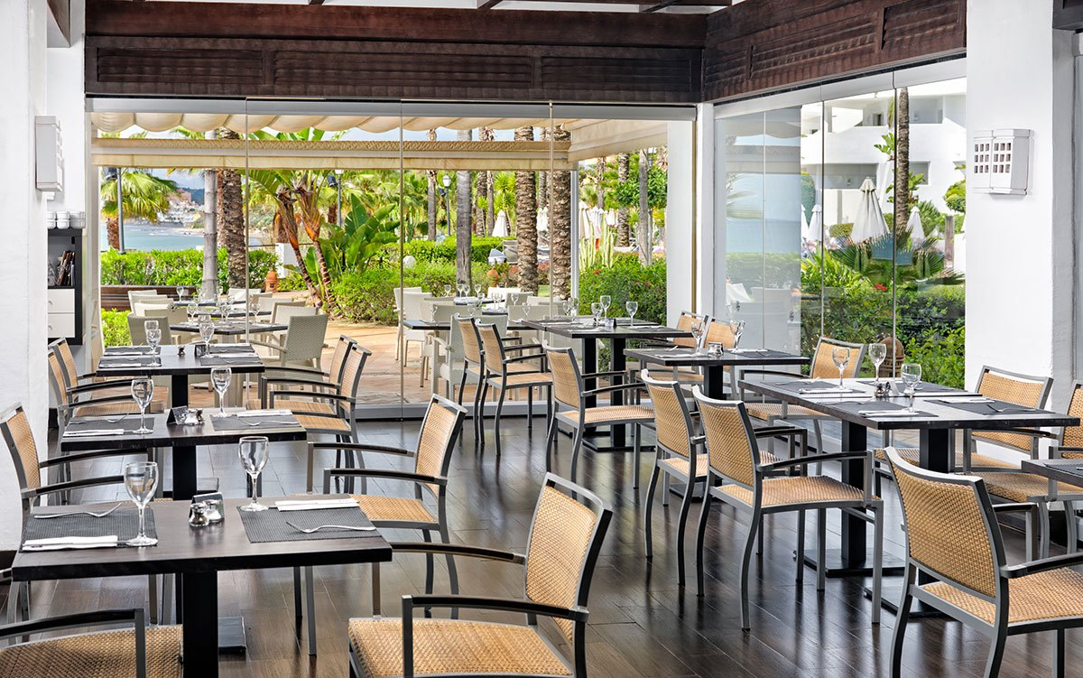 Dining at H!0 Estepona Palace Hotel, Costa del Sol, Spain. Golf Planet Holidays