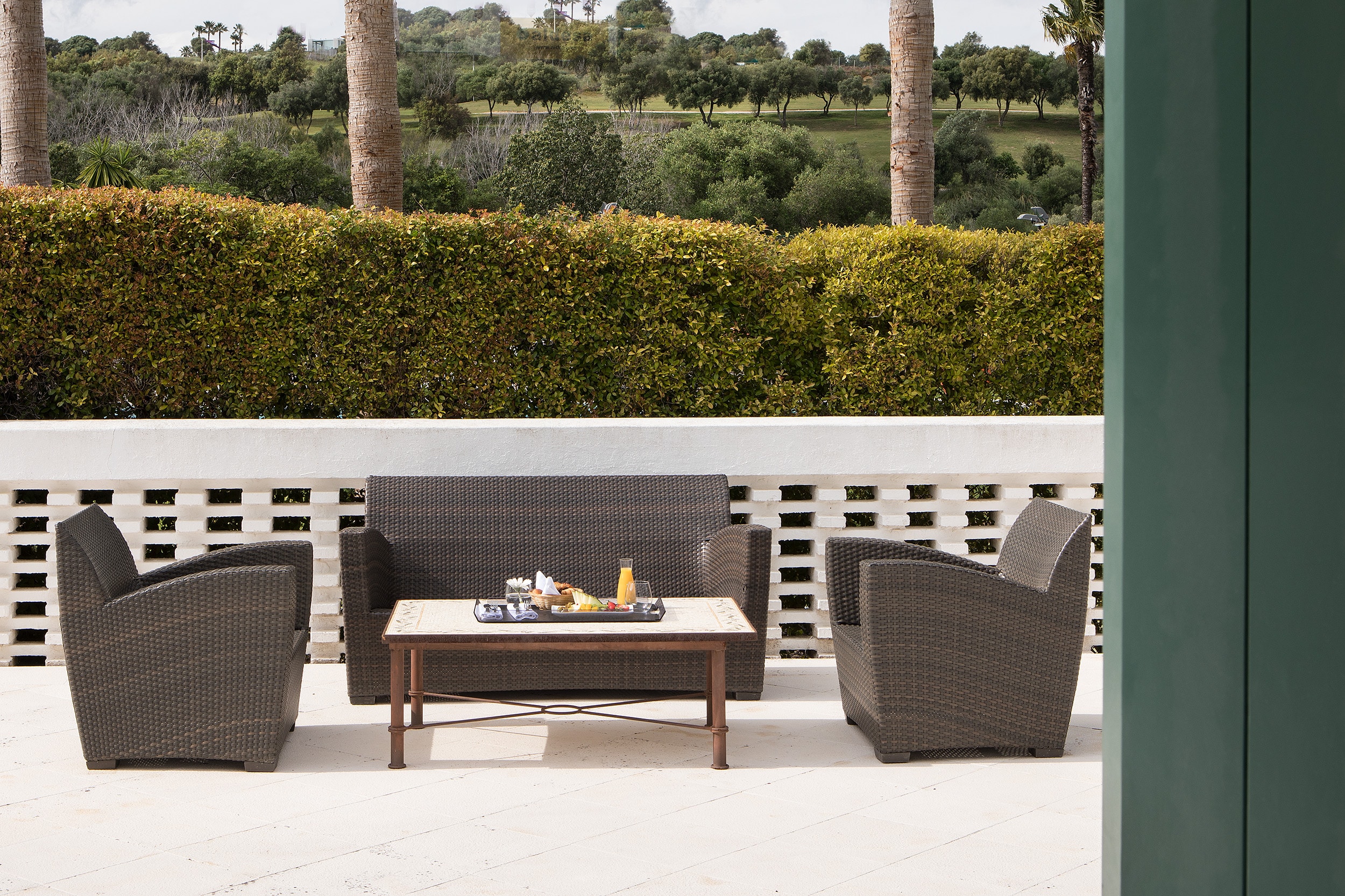 The terrace at Hotel Encinar de Sotogrande, Costa del Sol, Spain