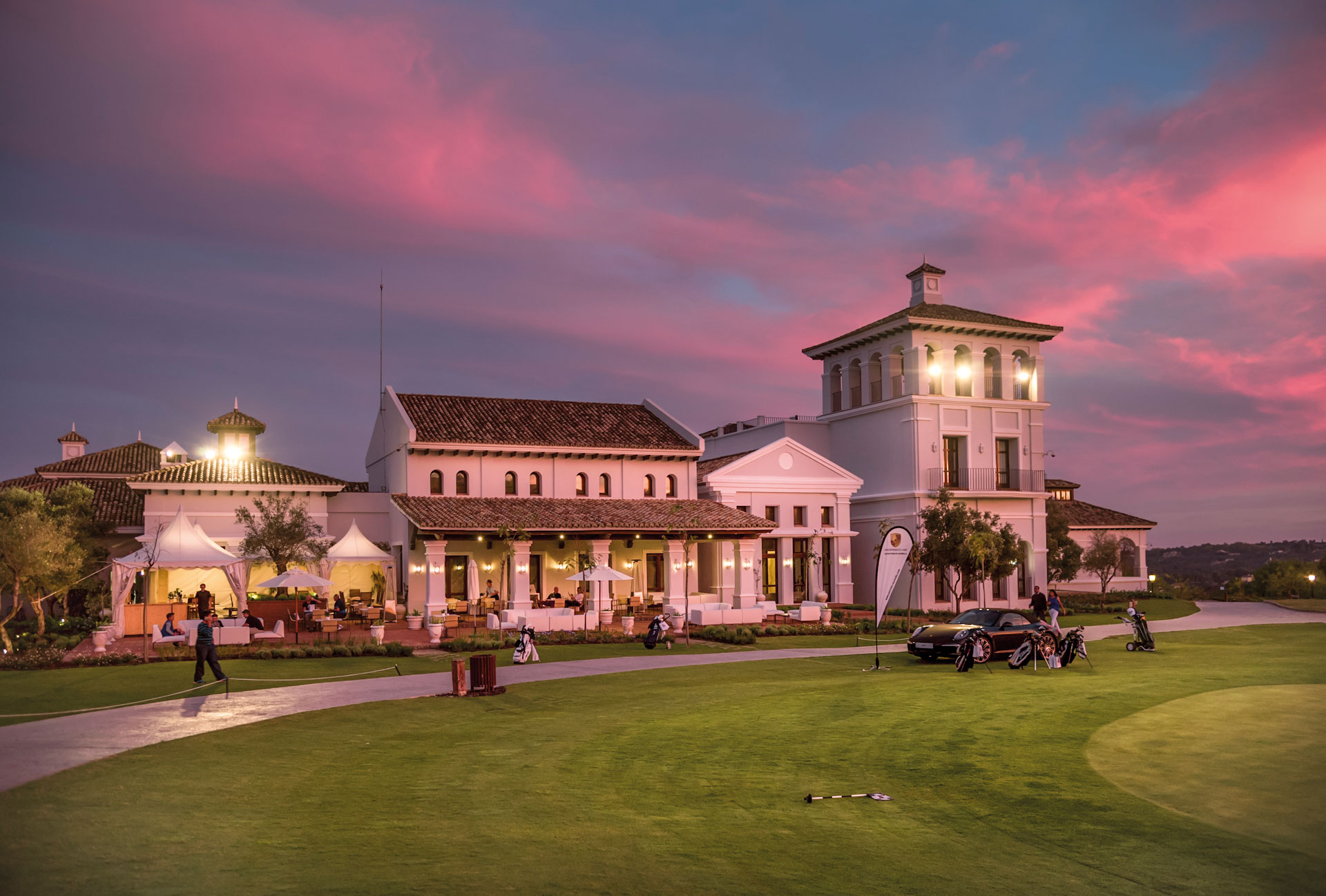 The clubhouse at the stunning La Reserva de Sotogrande Golf Course. Costa del Sol, Spain. Golf Planet Holidays.