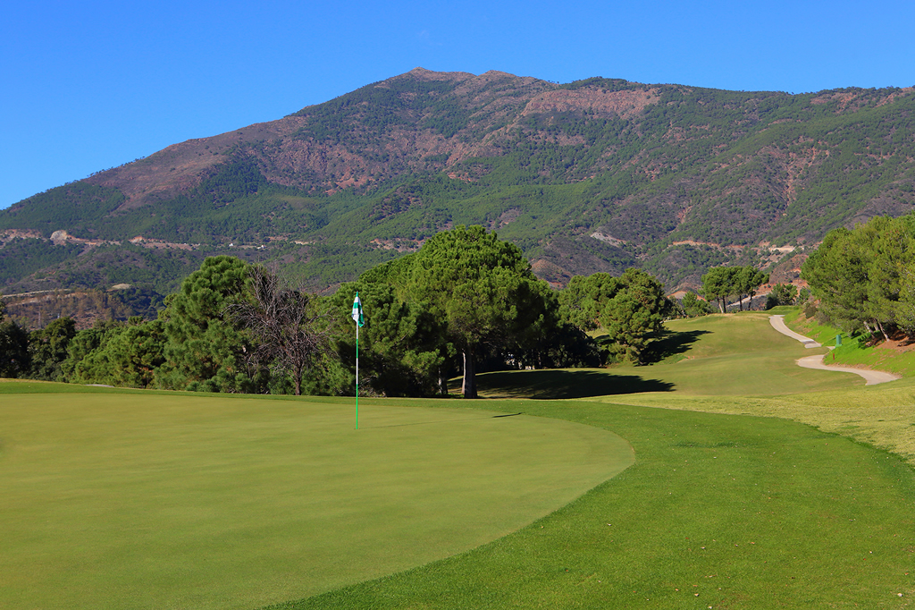 On the green at La Zagaleta Golf Club, Benahavis, Costa del Sol, Spain